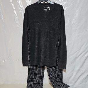 Sonoma Black Long Sleeve Shirt and Plaid Pants Set